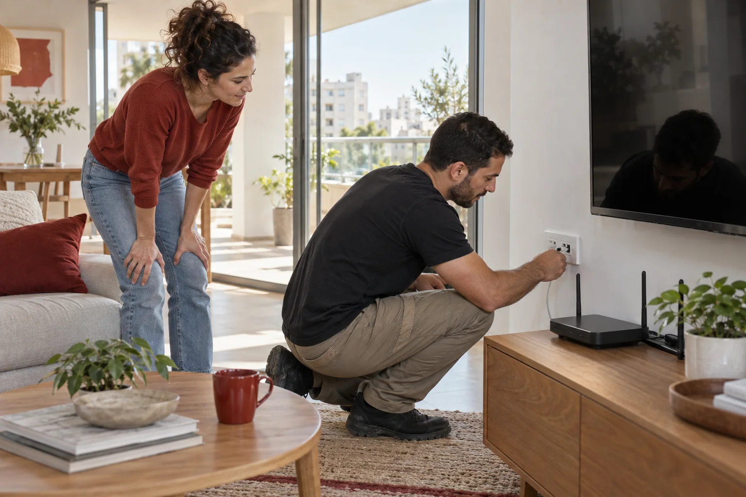 תמונה מקורית המדגימה תשתית ונקודות קיימות ו־מיקום הנתב